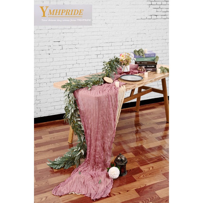 Pack of 2 Cheesecloth Table Runner, Dusty Rose, 90 x