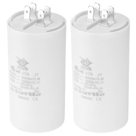 PATIKIL CBB60 45uf Running Capacitor,2Pcs AC 450V 4 Pins 50/60Hz Double Insert Cylinder Bottom for Air Conditioning,Water Pump,Fan Motor Star 96 x 50mm