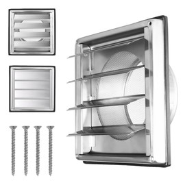 Ventilation Grille Stainless Steel with Non-Return Flap, Backflow Flap, Weather Protection Grille Stainless Steel with Movable Slats for VMC Pipe and Cover, Extractor Extractor Exterior, with Rubber