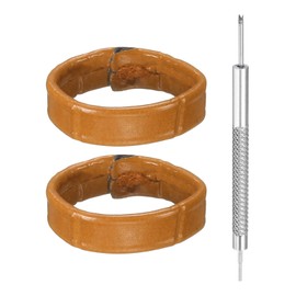 HARFINGTON 2pcs Leather Watch Band Loops 16mm Replacement Watch Band Keeper Watch Strap Holder Retainer Wristwatch Strap Fastener Rings, Light Brown