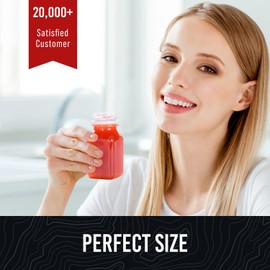 Norcalway 4 Oz Small Plastic Bottles with Black Caps for Liquids - Ginger Shot Lids, Wellness Juice Freezer Safe, Leak Proof, Food Grade 4 Oz 6 Pack, white