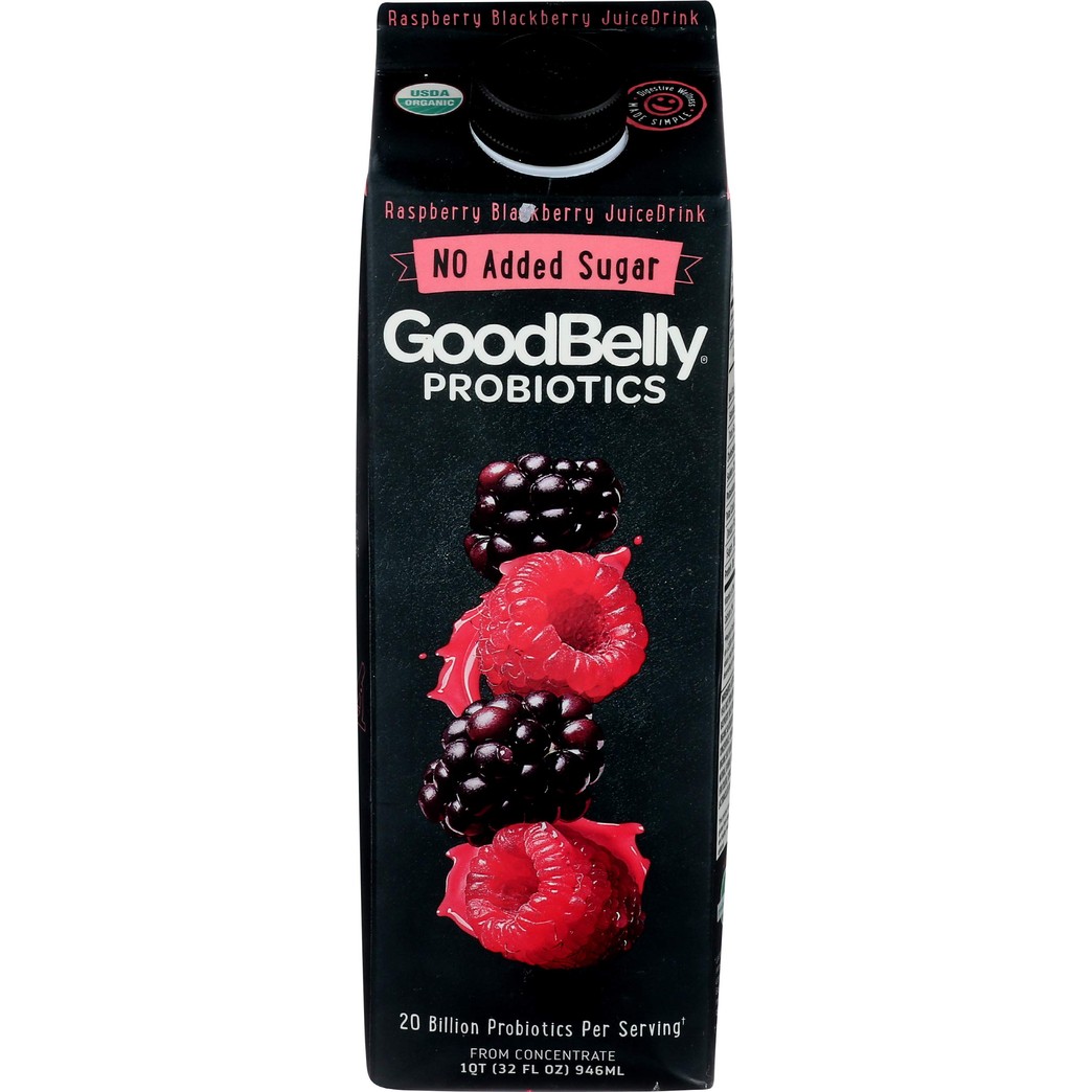 Goodbelly 20 Billion Probiotics Juice Drink, Raspberry Blackberry, 32 Fl Oz (Pack of 6)