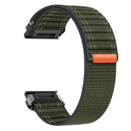 Abanen Lightweight Nylon Watch Band for Garmin Fenix 8 47mm / epix Pro 47mm/ Instinct 3 45mm, Sport Loop One-piece Design Wrist Strap for Fenix 7/6/5, Descent G2 (Dark Green)