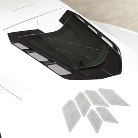 Car Craft Perforated Rear Hood Vent Grille Inserts, Polished Stainless Steel for C8 Corvette Stingray 2020-2024 (Manual convertible version)