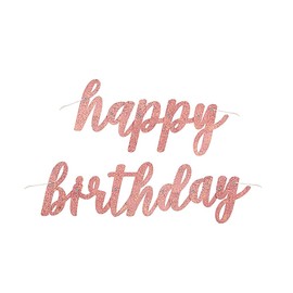Rose Gold Glitz Happy Birthday Script Prismatic Foil Jointed Banner (83cm) - Perfect Party Decor for Birthday, & Celebrations - 2 Pc