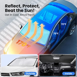 Magnelex Car Windshield Sunshade - Advanced Light-Blocking Protection, Foldable Sun Shade with Mirror Cut-Out Keeps Your Vehicle Cool, Fit for Cars, Trucks, and SUVs - Large (64 x 34 in)