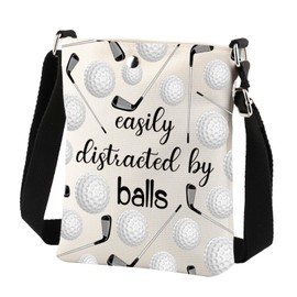 Golf Crossbody Bag Golf Gifts Easily Distracted By Balls Crossbody Bag Funny Golf Gift Golf Fans Gift Golfing Crossbody Purse, Black