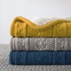 Longhui bedding Acrylic Cable Knit Sherpa Throw Blanket - Thick,