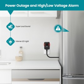 Briidea Power Outage Alarm with LED Indicator Lights and 80-120dB Adjustable Alarm, Perfect for Monitoring Refrigerators, Freezers & Sewage