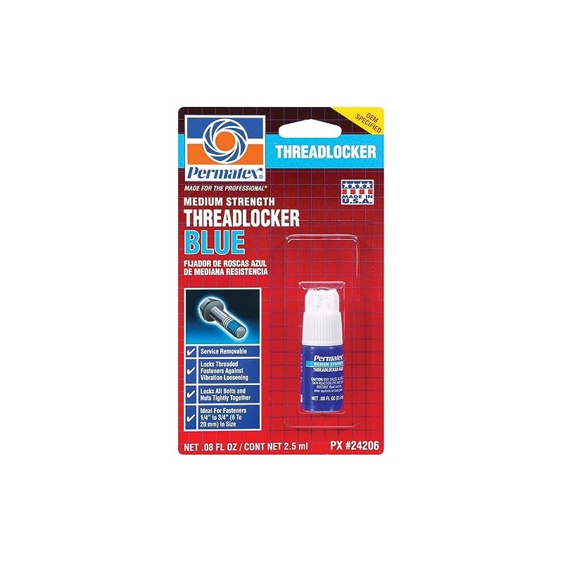 Permatex 24206 2.5 ml Blue Medium Strength Threadlocker