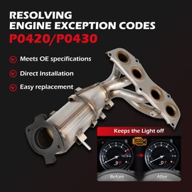 KLN Front Catalytic Converter Kit Direct-Fit Compatible with Toyota Camry 2002-2006, Solara 2002-2006 L4 2.4L Replace# 641518, 40587, 16384 - E.P.A. Compliant