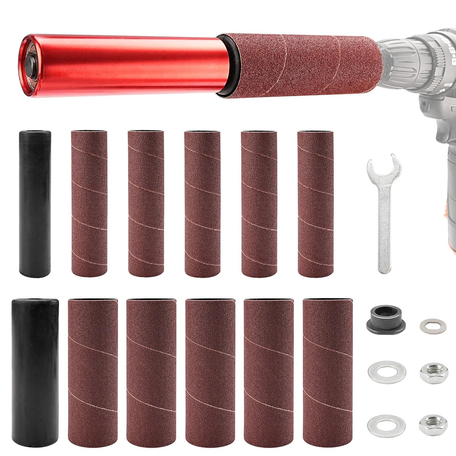 SI FANG Spindle Sander Adaptor Kit Drum Sander for Drill, Handheld ...