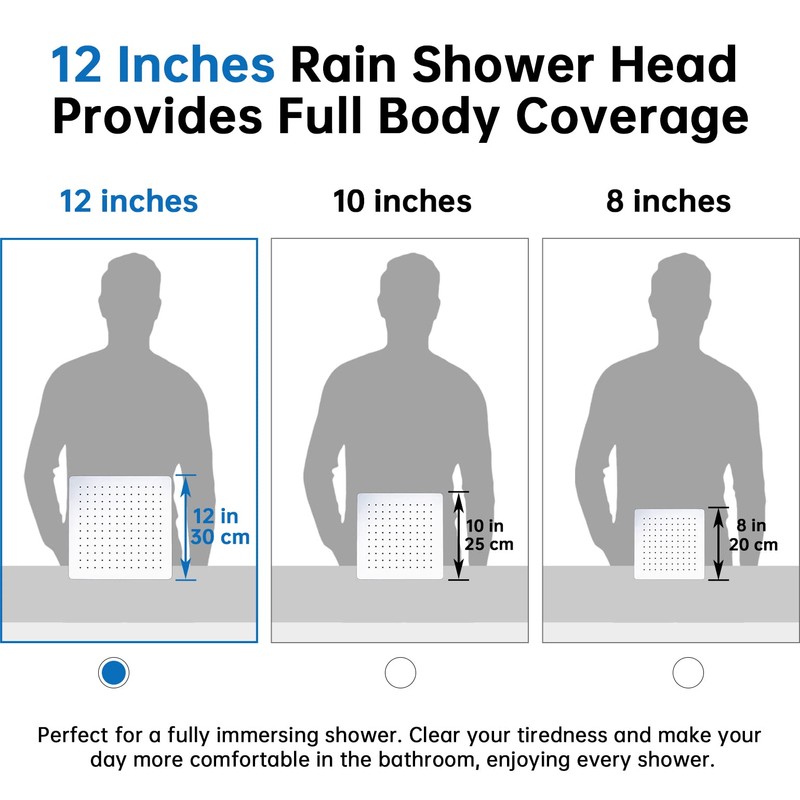G-Promise All Metal 12 Inches Rainfall Shower Head with Handheld