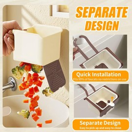 RIMIGOOD Sink Food Catcher,Faucet Hanging Strainer,Kitchen Sink Drain Strainer,Sink Strainer Basket,Press Automatic Dumping Kitchen Draining Basket,Easy to Install, Fine Mesh