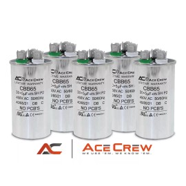 ACE CREW Dual Run Round Capacitor 30/5 µF ±5% , 450VAC for HVAC system - Pack of 5