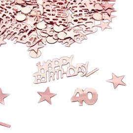 YouU Happy Birthday Party Table Confetti - Twinkle Stars Foil Metallic Sequins Confetti and Special Events Table Scatters Decorations Confetti Decorations About 700pcs（Rose Gold） (40 Years Old)