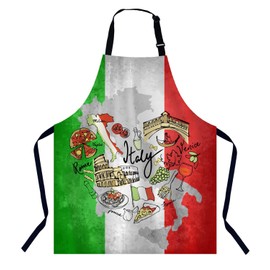 BGBDEIA Retro Grunge Italian Flag Kitchen Apron for Women Men, Adjustable Apron Chef Bakers Apron Cooking Apron Cooking Baking Gardening
