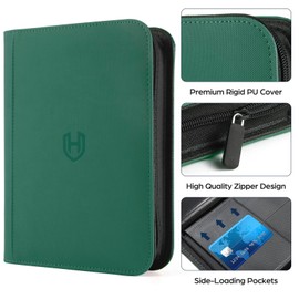 Card Binder 4 Pocket with Zipper, 288 Pockets Trading Card Holder Book, Premium PU Cover Zip Folder Binder, Side Loading Carrying Case Binder Album for TCG, MTG, Sports Cards, Game Cards