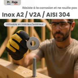 Stainless Steel Washers M8 x 40mm - Thickness 1.5mm | Flat Washer M8 x 40mm | A2 Stainless Steel (V2A/AISI 304) | Bolts Bolts | Pack of 5 ProRaje
