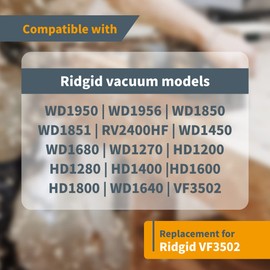 POWERTEC 23743 VF3502 Size A Shop Vacuum Bags for Ridgid 12 Pack, 12-16 Gal. Vacuum Bags for Ridgid HD1200, HD1400 Wet Dry Vac (75002-P6V)