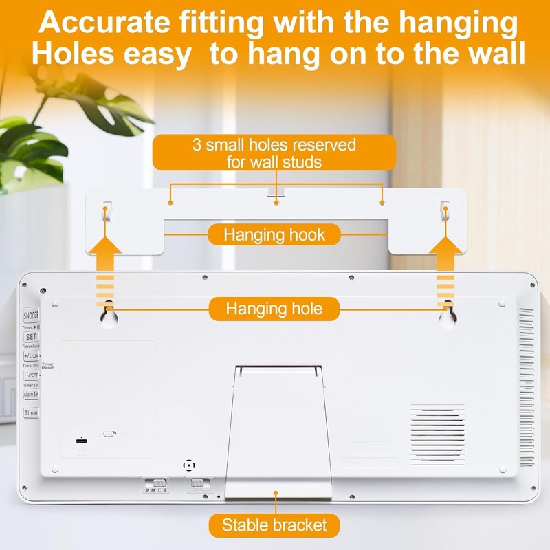 GEELION 18.5" Extra Large Atomic Clock with Backlight Digital Wall