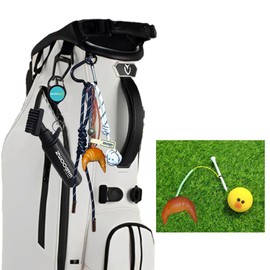 ZWOOGYM Hand Woven Knot Charms for Golf Club Bag, Cute Golf Keychain, Creative Hand Woven Rope and Secure Attachment Clip (Golf Tee Hanger-Artificial Croissant)