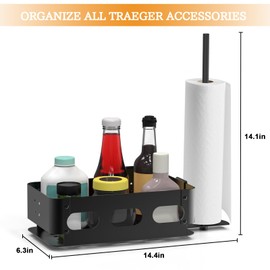 Sirozi Storage Bin and Butcher Paper Holder for Traeger Grills，Suit for Traeger Ironwood 885, Pro Series 34, Pro Series 22, Pro D2 575, Pro 780, Ironwood 650, Z-Grills, Pit boss