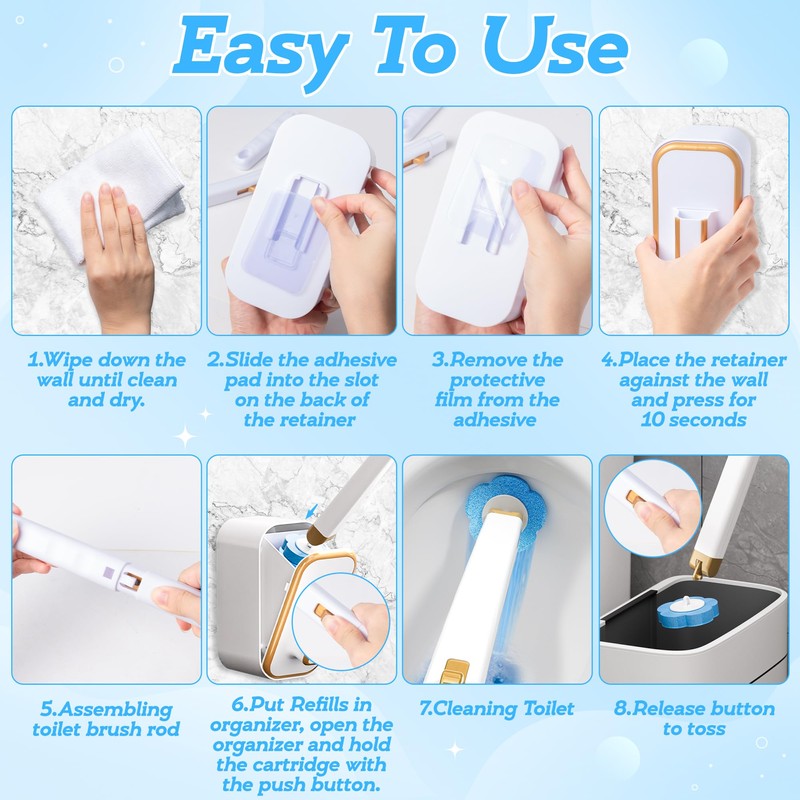 GQIRIL Disposable Toilet Cleaning Brush - Toilet Bowl Cleaner Wand