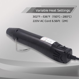 mofa Temp Regulation Heat Gun Temp Range (150°C-280°C), 6.6ft Cable, 300W Hot Air Gun, Quick Heating for DIY, Embossing, Crafts (Black)
