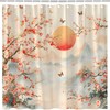 MZYZAF Asian Scenic Shower Curtain Pink Cherry Blossom Floral Butterfly