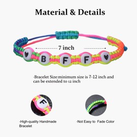 Matching Bracelets for 2 Best Friend Bracelets Adjustable Cord Braided Bracelet for Bff Love Bracelet Jewelry Gift for Women Girls Birthday Anniversary Christmas Valentine's Day Gift for Her