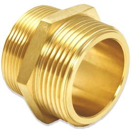 Fire Equipment Hexagonal Nipple Fitting Brass Fire Hose Adapter 1-1/2" NPT Male x 1-1/2" NST (NH) Male,Double Male Fire Hose Hydrant Adapter for Fire Hydrants,Hoses (1-1/2" NPTx 1-1/2" NST (NH))
