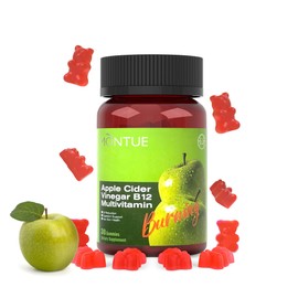 Montue Apple Cider Vinegar Gummies B12 Multivitamin,ACV Supplement Gummy Vitamins,Vegetarian Supplement for Women & Men,Non GMO,Support Normal Energy Levels & Gut Health 30 Gummies (30)