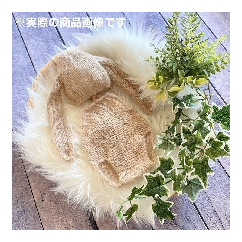 [NANA's shop] Rabbit Ears Hat and Knitting Pattern Overalls, Newborn