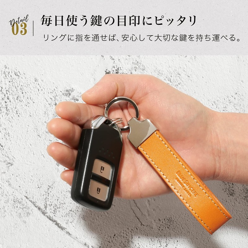 BLUE SINCERE IKH2 Key Chain, Genuine Leather, Italian Leather, Men's,