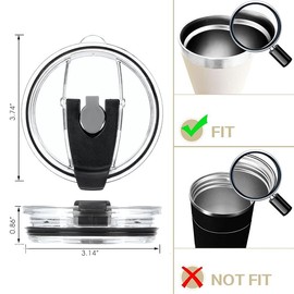 Gteller Tumbler Replacement Lid for 20 oz, 30 oz Tumbler - Splash Resistant, Leak Spill Proof and Straw Friendly (20 oz Black)