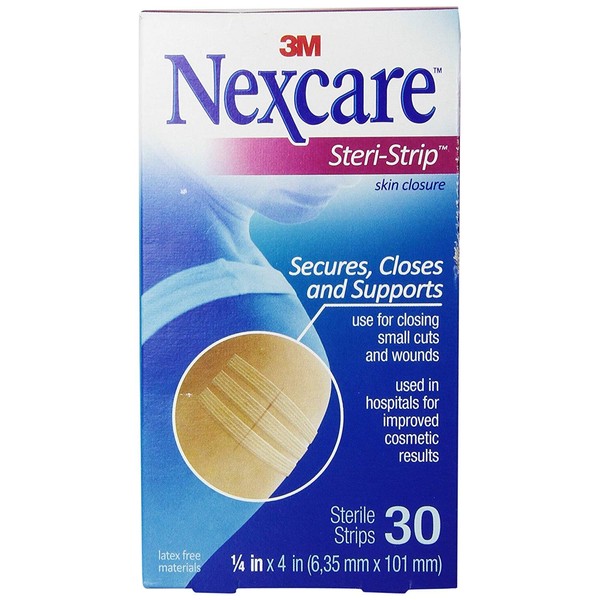 Nexcare Steri-Strip Skin Closure Strips 1/4 Inch X 4 Inches 30 Each (Pack of 3)