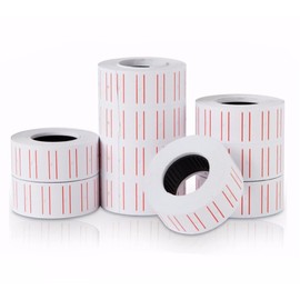 Label Price Tag Rolls for Pricing Gun Price Tags Stickers Red and White Lined Pricing Tags Paper Stickers, Gun Labeller Pricing Gun Labels (10 X Price Tag Rolls)