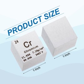 PATIKIL 1 Inch Chromium Cube Metal Element High Density Block Pure Periodic Magnesium Block for Element Collections Teacher Lab Scientific Experiment, 25.4 mm
