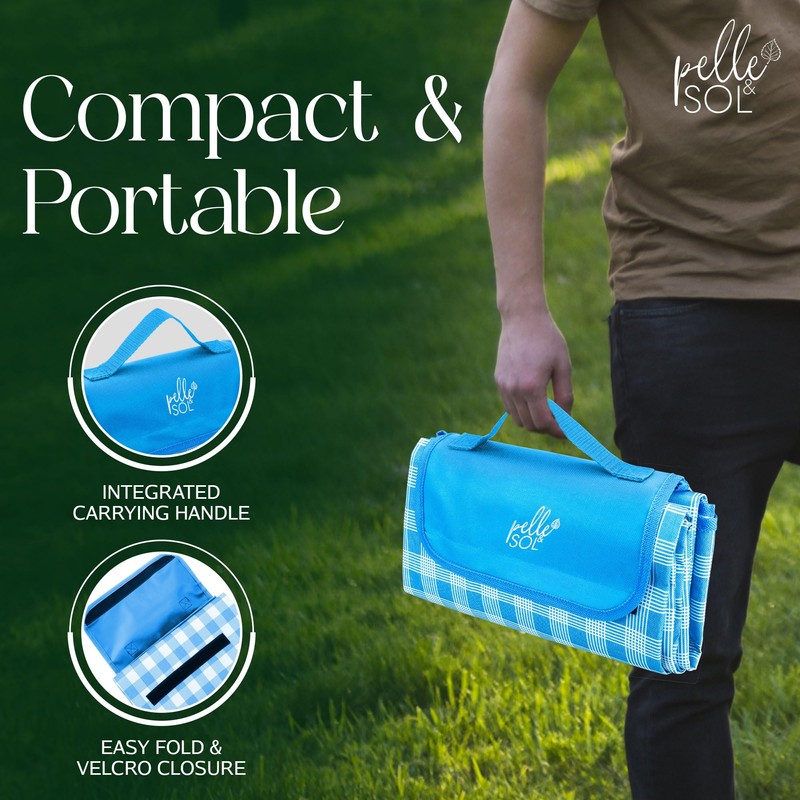 Pelle & Sol Picnic Blanket, Foldable Outdoor Beach Blanket, Waterproof,