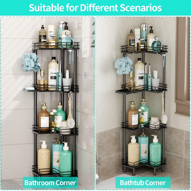 HapiRm Corner Shower Caddy Organizer - 4 Tier Shower Shelf