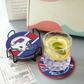 Aooble DIY 5D 8 Pcs Diamond Coasters Painting Kits with Holder, Handmade Diamond Painting Kit, Exquisite Decorative Artwork, Perfect for Home and Office Art Creation