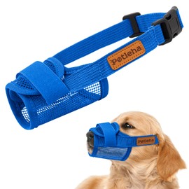 Coppthinktu Soft Dog Muzzle, Breathable Mesh Muzzle for Small Medium Large Sized Dog Mouth Cover, Adjustable Muzzles to Prevent Biting Barking Dogs Mouth Cover Allows Drinking (Dark Blue S)