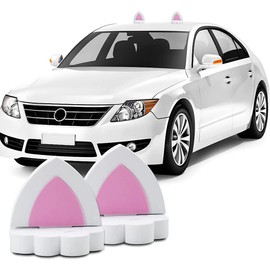 YGMONER Pair of Cat Ears Car Roof Refit Styling EVA Foam 3D Sticker (White)