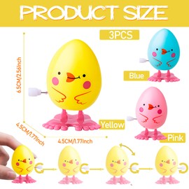 3Pcs Egg Wind Up Easter Toys for Kids Party Game,Funny Wind up Easter Eggs Jump Up Clockwork Toy,Small Spring Walking Wind Up Novelty Toy Gift for Easter Party Favors Prizes Egg Hunt Basket Fillers