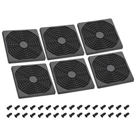 PATIKIL 120mm Cooling Fan Filter with Screw, 6 Pack ABS Ventilator Grill Protector Guard for Fan Protective Cover DIY, Black