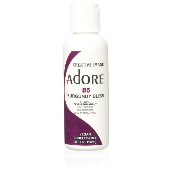 Adore Semi Permanent Hair Color - Vegan and Cruelty-Free Hair Dye - 4 Fl Oz - 085 Burgundy Bliss (Pack of 2)