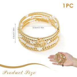 Gold Cross Beaded Bracelets for Women Set, Dainty Gold Plated & Pearl Stackable and Layered Bracelets with Polymer Clay Cross, Stretch Layered Bracelet Stack for Women Girls Trendy Boho Jewelry Gifts