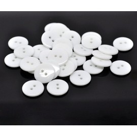 25 x Plain White Round 23mm Resin Sewing Buttons for Knitting, Arts, Crafts and Clothes