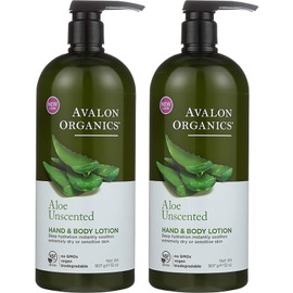 Avalon Organics Hand & Body Lotion, Aloe Unscented, 32 Oz- Pack of 2